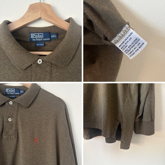 Vintage Ralph Lauren Long Sleeve Polo Shirt in Olive - Picture 6 of 7